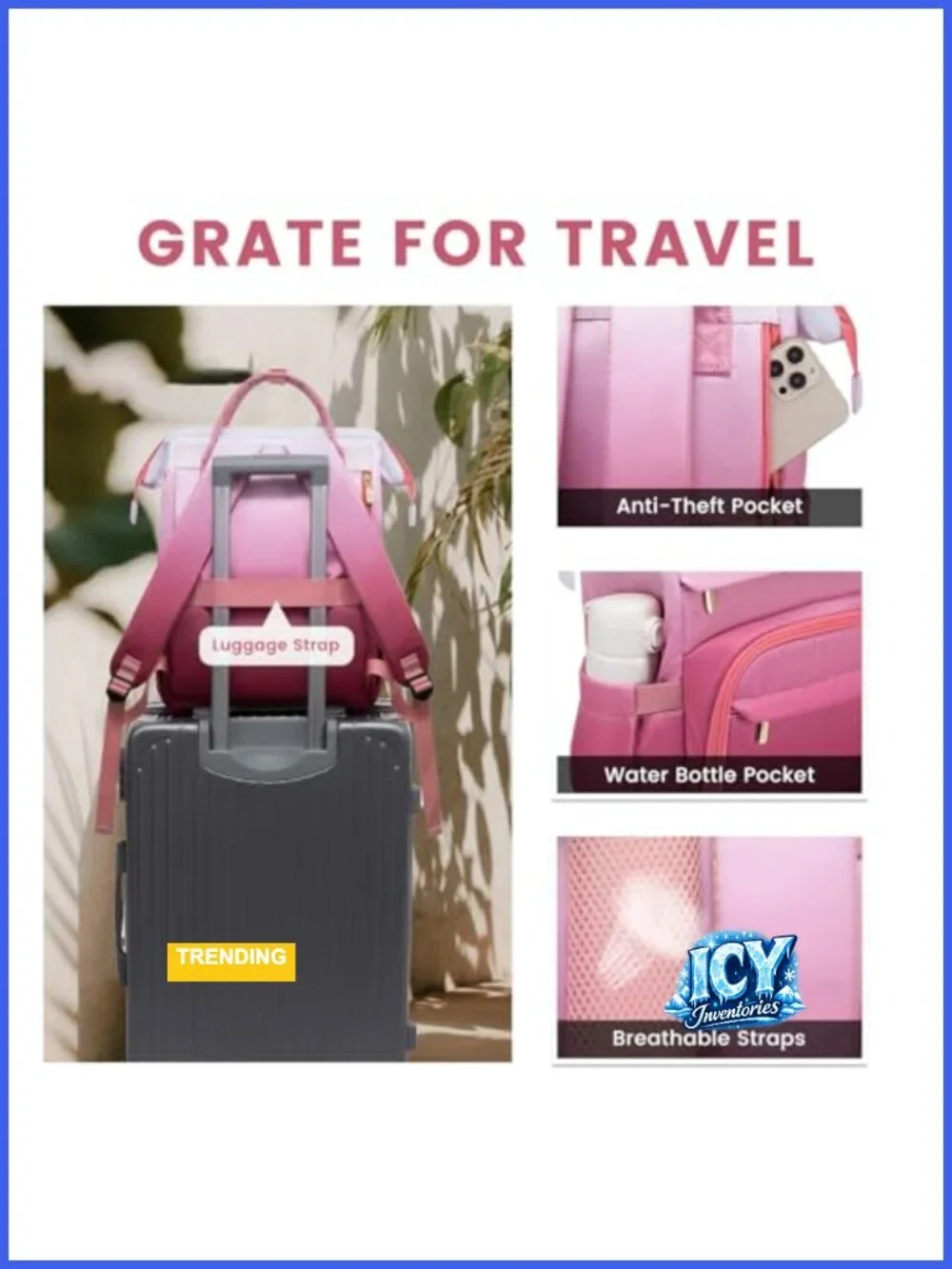 Gradient Laptop Backpack with Anti-Theft Pocket, Waterproof Work Bag